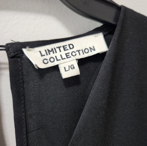 Black Size L Midi A-Line Dress with Waist Band V Neck Zipper Closure- BNWT - Picture 7 of 15